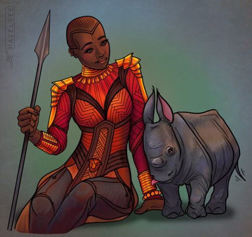 can08writer: accras: First meeting by artist Hazelgee [x] I love any pictures of okoye with rhinos