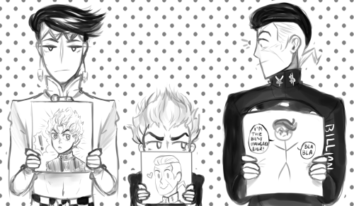 joannawentbananas: idk my personal canon of Okuyasu’s drawing abilities. texture. 