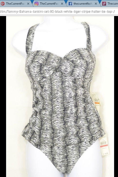 Tommy Bahama tankini set black white stripedWear as set or separates - top as halter with skirt or p