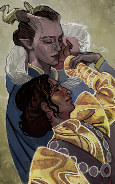 theminttu:A precious commission for @sinksanksockie of their Adaar and Josie :’’’)