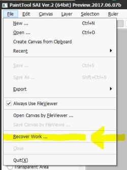 chocolate-rebel: I just realized today that SAI ver.2 has a file recovery system.  no idea how I overlooked this little gem, but it popped up on its own after I lost work due to a power outage. turns out it isn’t limited to only files recovered after