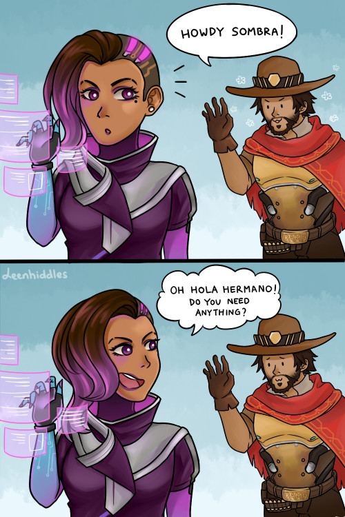leenhiddles:  well i just like the idea of Sombra and McCree being best buddies. Also yes Jesse’s asking for Hanzo’s number ( ͡° ͜ʖ ͡°)  
