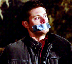 supernatural-tardis:  Dean + Gagged and Tied up  “You give a girl all sorts of nasty ideas.” 