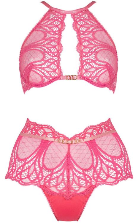 Jolidon | Angels • pink high neck bra + high waist brazilian knickers