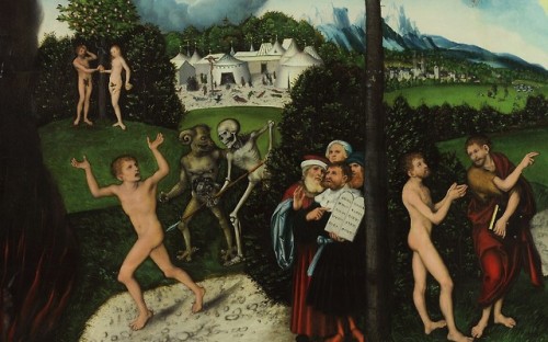 Lucas #Cranach the Elder - Detail from &ldquo;Law and Gospel&rdquo; circa 1536 Herzogliches Museum, 