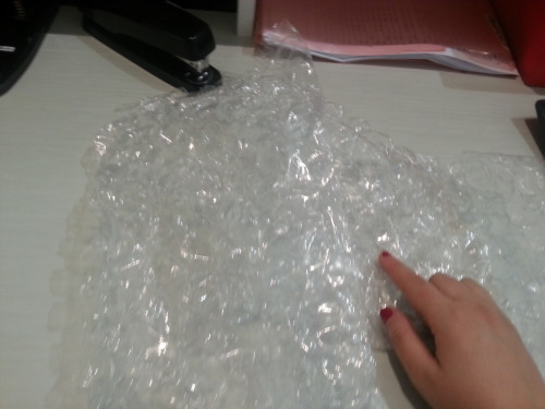 Popping bubble wrap at work - it&rsquo;s fun and makes me happy!