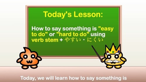 Today we will learn how to say something is easy or hard to do using verb stem plus yasui/nikui. Fir