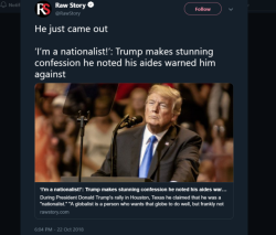 spookytransgirl: Woke up to this. If you are unaware, Nationalist is code word for Nazi. White Nationalists are Nazis with a different name. They are for “ethnic cleansing” which means Genocide. Nazi announces he is a Nazi. And he wants to get rid