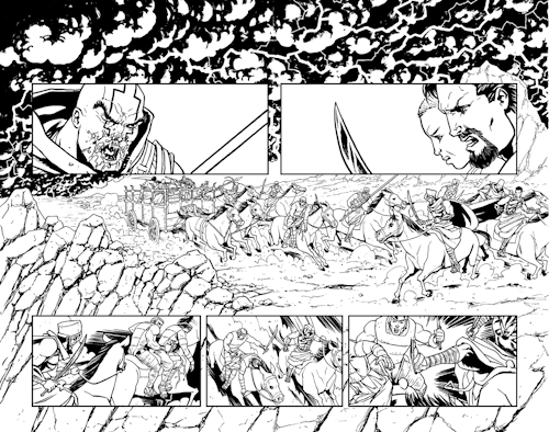 Double page spread sequence from issue five of The Covenant. Trade paperback collection available May 4 from Image Comics