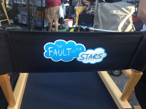 fishingboatproceeds:  This is my chair on The Fault in Our Stars movie set.   I can’t believe this is happening, but cameras just started rolling.   I want you to know that everyone—and there are like a hundred people here—is working very hard to