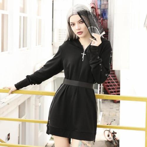 Alternative Gothic Split Black Hooded Dress starts at $42.90 ✨☀️✨Lovely, isn&rsquo;t it?