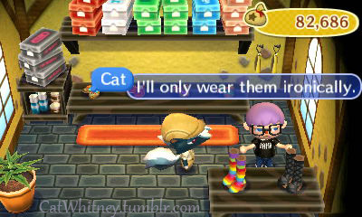 sunnythetragic-clown:   catwhitney:  So today I was a hipster in Animal Crossing