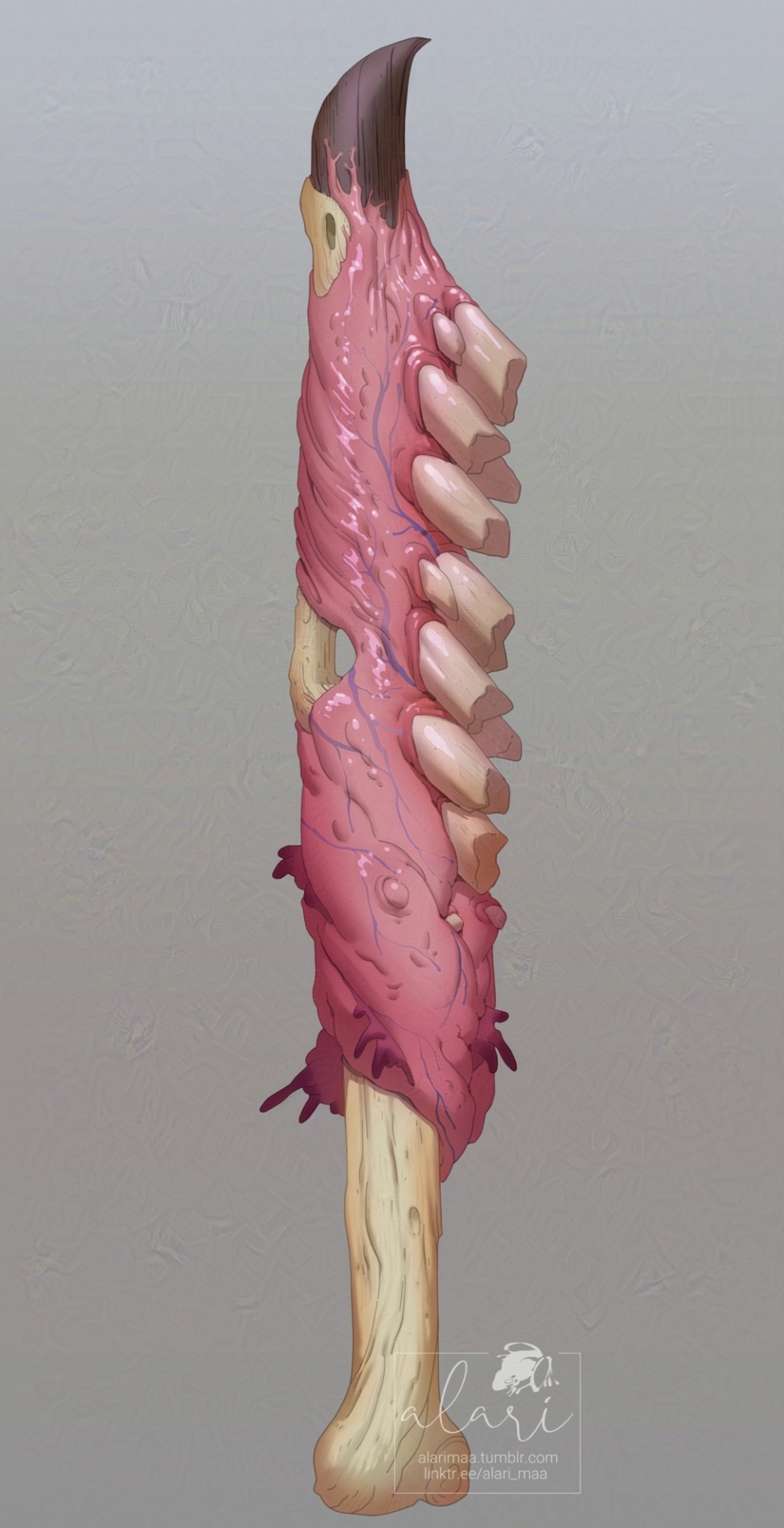 Sword made out of bone, teeth and flesh.