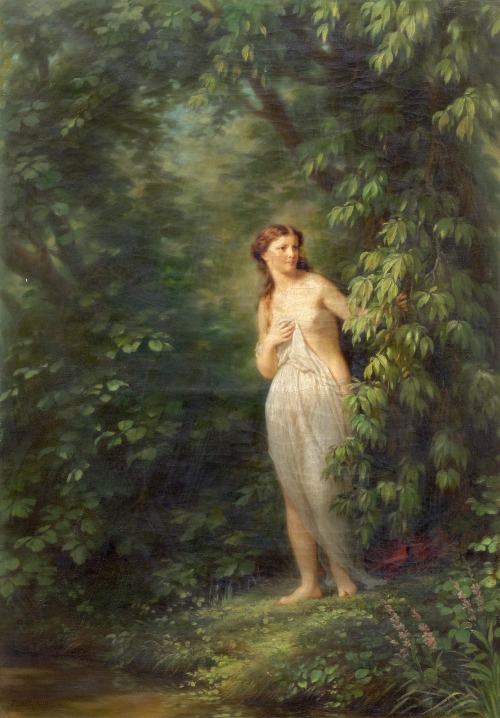 hildegardavon:Fritz Zuber-Bühler, 1822-1896 Nymph in the forest, n/d, oil on canvas, 56.3x38.8 