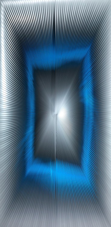 jareckiworld:  Alberto Biasi  —  Blue Rectangular Dynamics  (PVC strips and acrylic on panel, 2001)