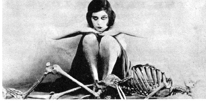 sweetheartsandcharacters:  Theda Bara and skeleton. 