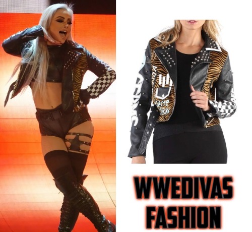 Liv Morgan was seen wearing the G&C by Coco Faux Faux Leather Black Jacket with Belt Studs Leopa