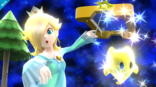 supersmashbrospics:Rosalina &amp; Luma Launch Into Battle!Rosalina is starting right at Peach&rsquo;