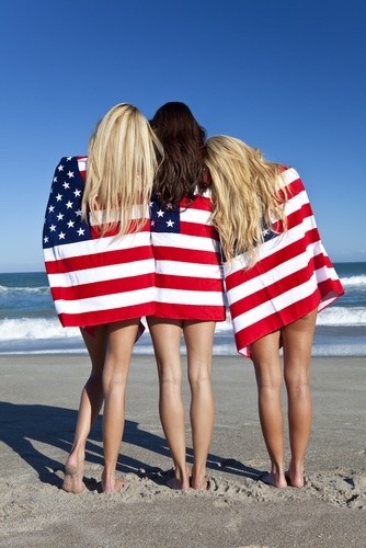 Patriotic american flag sexy women