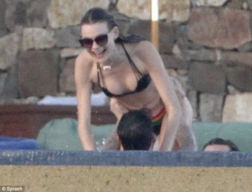 Adam Levine lifts fiance Behati Prinsloo Dirty Dancing-style in Los Cabos, Mexico, on Thursday