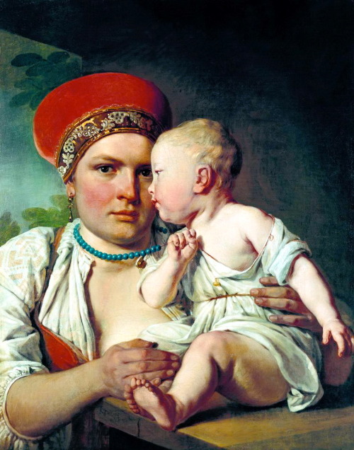 Wet-Nurse with a Child, 1830, Alexey VenetsianovMedium: oil,canvas