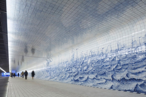 mymodernmet:  New Bike and Pedestrian Tunnel Features an 80,000-Tile Mural of Old and New Amsterdam