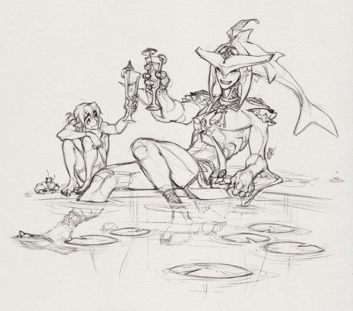 gentlemandeerlord: Link and Sidon sharing a drink for a job well done.