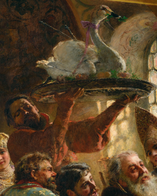 mysteriousartcentury:Konstantin Makovsky (1839-1915), A Boyar Wedding Feast, 1883, oil on canvas, 24