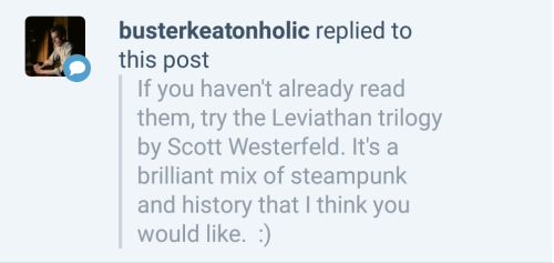 Aw, thanks! ♡ And ooh, thank you! I love steampunk recommendations!