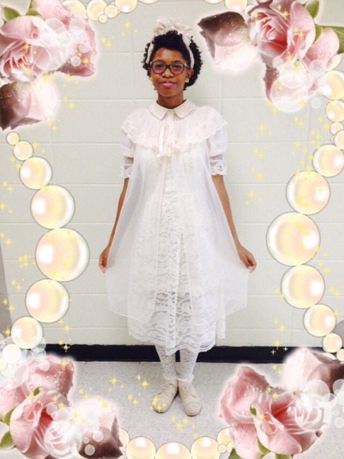 whyareyoudressedlikethat: Found a peignoir at the thift store the other day. Now i can truly be cult