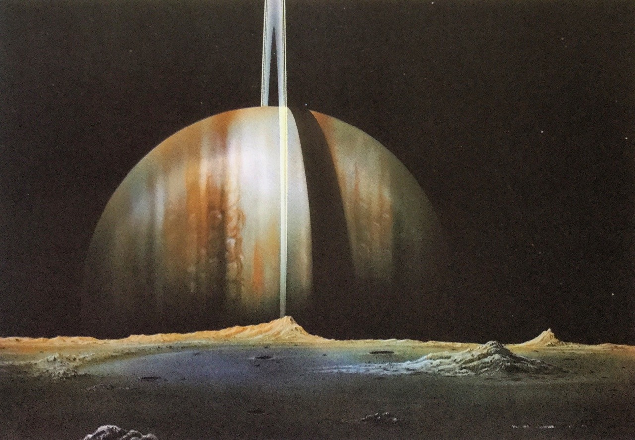 retroscifiart:Art by Kasuaki Iwasaki. Image from The Airbrush Book (1980) #space