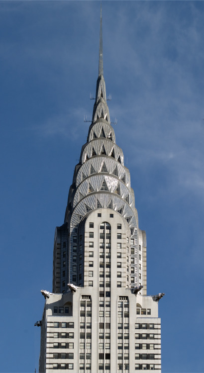 Art Deco spire of the Chrysler Building in New York City; designed by William Van Alen; built 1928–1