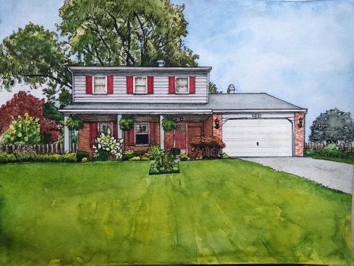 A recent commission, illustration of someone’s childhood home. 12x16in Open for commissions. D