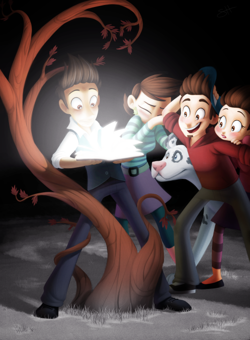 kiki-kit:  “Maybe if you channel his power through the journal…” more for our mega crossover, originally drawn by ash 