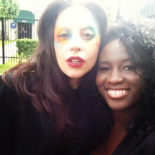 ladyxgaga:  Gaga with fans a few moments ago. 