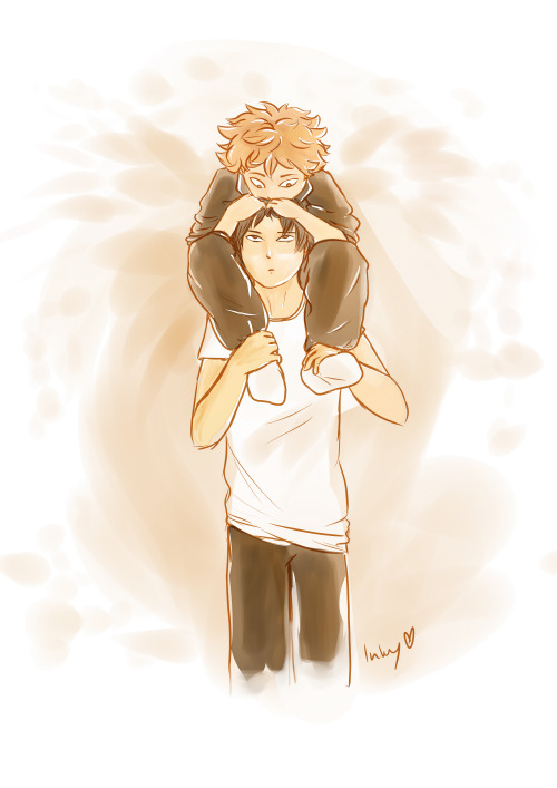 inkykinky:my very very first kagehina for lovely cinnamon bun moami’s b-day~Kageyama is still figuri