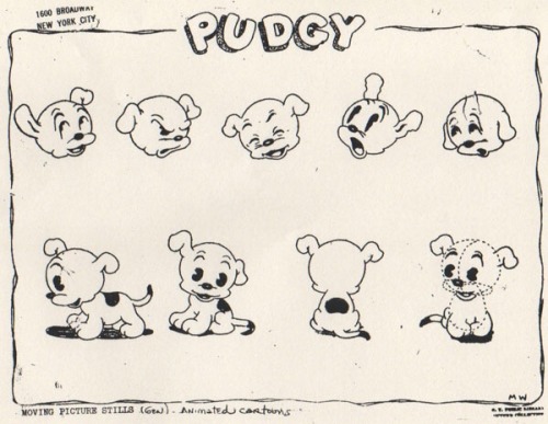 Model sheets of some side characters from the Betty Boop cartoons: Snooty, Fearless Fred, Bimbo, Jun