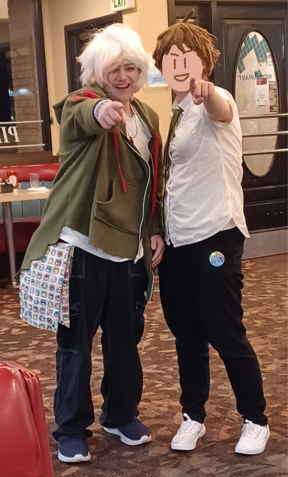 Me as Hajime and my bestie @kitkat-mewers as Nagito, taking local diners by storm >:D