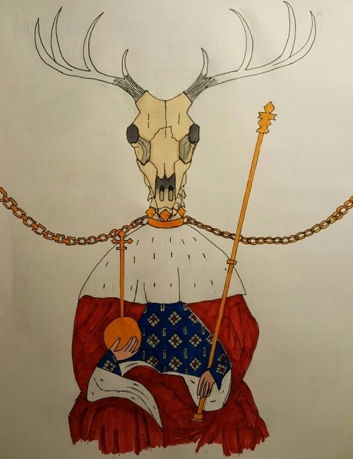 percyhotspur:The process of drawing my Richard II skeleton picture, from like a billion drafting lin