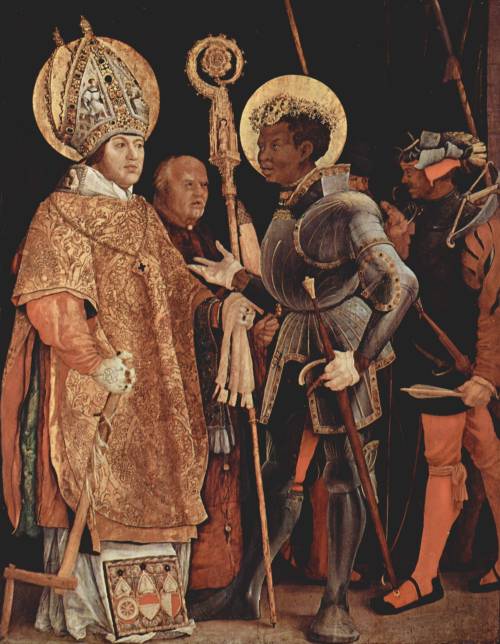 Greeting of St. Erasmus by St. Maurice, Matthias Grünewald, ca. 1517-23