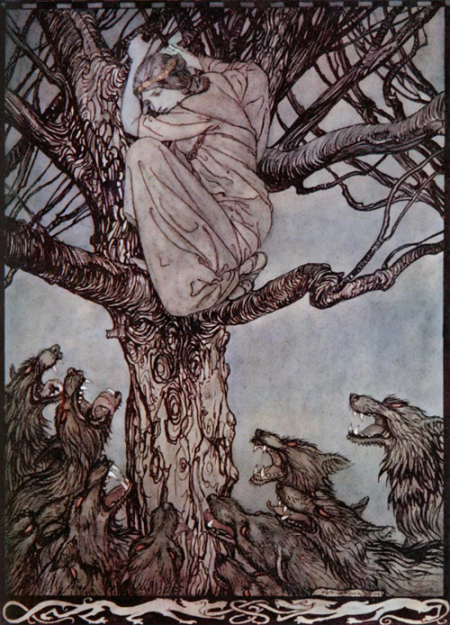dimensionalslip: Surrounded by Wolves by Arthur Rackham
