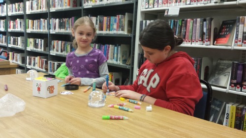 Tweens and teens crafted snow globes this morning at River Grove Public Library.