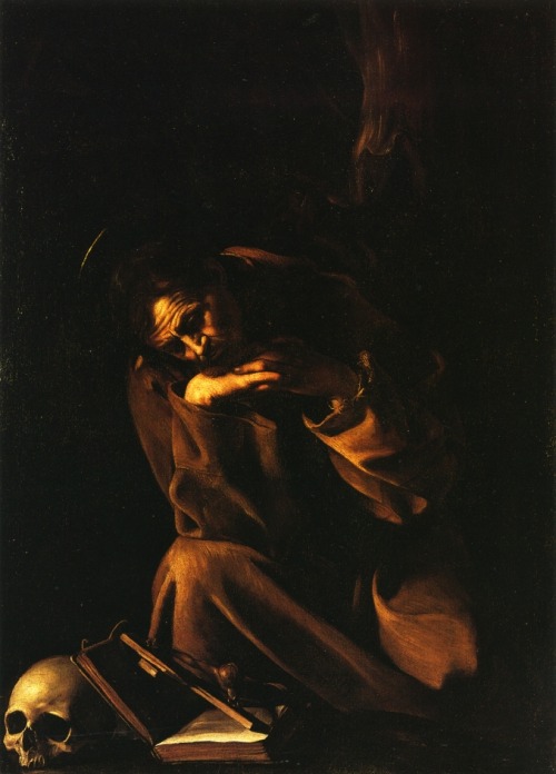 Saint Francis in Meditation, 1606, CaravaggioMedium: oil,canvas