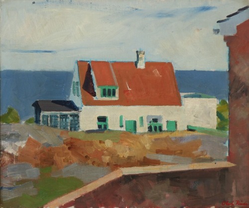 View from the artist&rsquo;s studio in Allinge   -   Olaf Rude. Danish, 1886-1957Oil on canvas,  55 