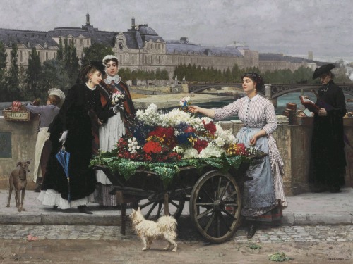 François-Marie Firmin-Girard - Flower Seller on the Pont Royal (1872)