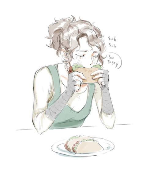 wolvesplanet: A doodle of Juno eating a taco, requested by Beth Irwin by supporting us on Patreon. T