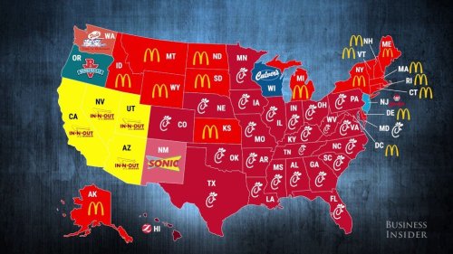 twelvefeetovermyhead:coralmarks:mapsontheweb:Most popular fast food restaurants by US state.this wil