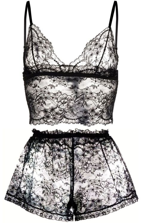 martysimone:  Dolce &amp; Gabbana | Chantilly lace crop camisole + shorts | Fall Winter 2021-22 Ready-to-Wear  
