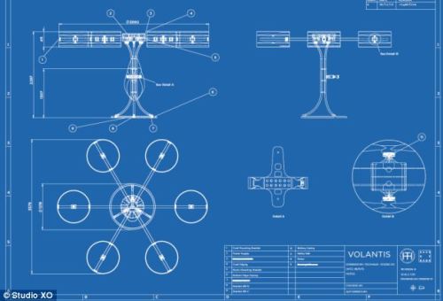 &ldquo;Volantis&rdquo; has six booms in a hexagon formation with two electric motors on the 