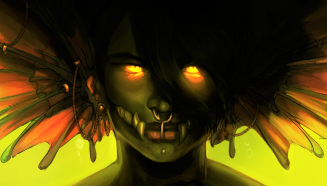 A zoomed-in screenshot of the character's face.